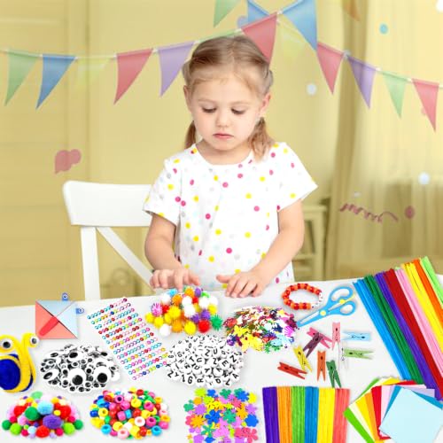 VLUSSO DIY Arts and Crafts Supplies Kit Materials Set for Kids and Toddlers | 2000 craft supplies,fine motor skills,parent-child interactive,gift for girls boys 4-12,homeschool use,educational toy,orange - size: 2000pcs-1