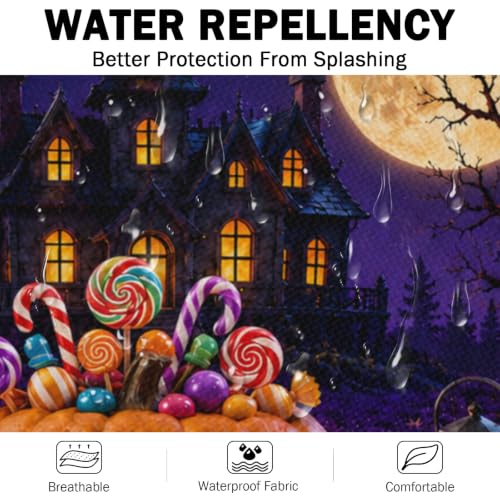Happy Halloween Aprons Candy Lollipop Cupcake Jack-O-Lantern Kitchen Apron with 2 Pockets Ghost Castle Cooking Apron with Adjustable Neck Strap for Baking Crafting Gardening - color: Halloween-candy Pumpkin