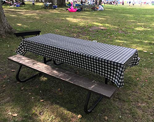 Neatiffy Disposable Plastic Tablecloth Roll | Indoor/Outdoor Table Cover Roll for Rectangle, Square, Round Tables | Picnic, Party, Banquet, Birthdays, Weddings -54 in x 108 ft-Black Checkered - color: Black Checkered