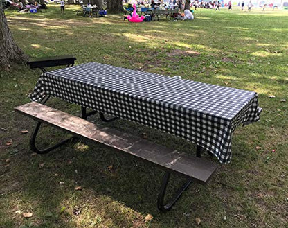 Neatiffy Disposable Plastic Tablecloth Roll | Indoor/Outdoor Table Cover Roll for Rectangle, Square, Round Tables | Picnic, Party, Banquet, Birthdays, Weddings -54 in x 108 ft-Black Checkered - color: Black Checkered