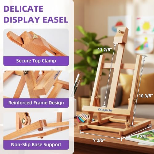 46 Pcs Kids Acrylic Painting Set with Table Easel, Purple | Art Painting Kit with Paints, Canvas, Paintbrushes, Canvas Supplies Kit for Kids, Adults, Beginners, and Artists - color: Purple