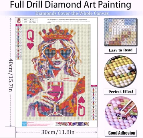 Meothan 5D Queen of Hearts Diamond Art Kits for Adults (11.8x15.7inch) - color: Poker Queen, size: 11.8x15.7in(30x40cm)