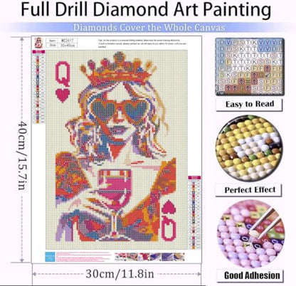 Meothan 5D Queen of Hearts Diamond Art Kits for Adults (11.8x15.7inch) - color: Poker Queen, size: 11.8x15.7in(30x40cm)
