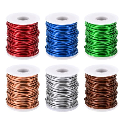 PATIKIL 10 Gauge 2.5 mm Aluminum Craft Wire, 49.2 Ft Metal Wire 6 Roll Armature Bendable Wire for Jewelry Making Metal Wrap DIY, Rose Gold/Silver/Bronze/Red/Sapphire Blue/Green - color: Rose Gold/Silver/Bronze/Red/Sapphire Blue/Green, size: 10 Gauge