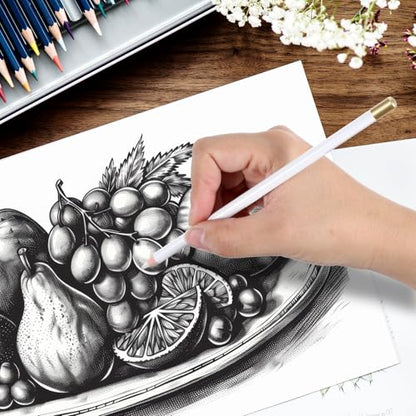 8 Pcs Eraser Pencils Set for Artists, Kneaded Erasers for Artists, Erasers for Drawing Add Highlights and Erase Details for Charcoal Drawings for Students Artists Beginners 6.9 Inch(White)
