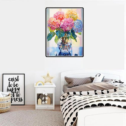 EIBEILI Diamond Art Kits for Adults-Hydrangea in Glass Diamond Painting | Round Drill Hydrangea in Glass Diamond Painting for Adults DIY Rhinestone 5D Diamond dots(Gemstone Craft)Wall Art Gift12x16IN - color: Flower-4