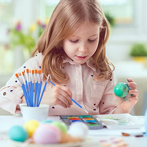 UPINS 30 Pcs Paint Brushes, Small Brush Bulk for Detail Painting | Nylon Bristles Plastic Short Handle, Art Crafts School Projects, Flat Detail Painting, Crafts Face Painting - size: 6.69inch, style: Mix(15Flat +15Round)