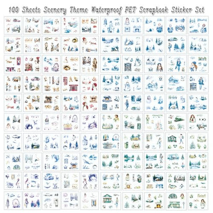 430Pcs Scrapbook Winter Landscape Stickers Set for Scrapbooking Supplies, Aesthetic Collage PET Stickers for Journaling, Junk Journal, Bujo, DIY Craft Art, Scrap Booking Supples Kit - color: Winter Sun Shines