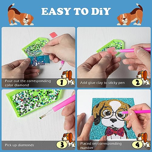 Labeol Diamond Art Kits for Kids Crafts for Girls Ages 6-8-10-12 Easy to DIY Creative Diamond Art Sticker Craft by Numbers Kits for Kids and Adult Beginners (4 Pack Classic) - style: 4 pack Classic
