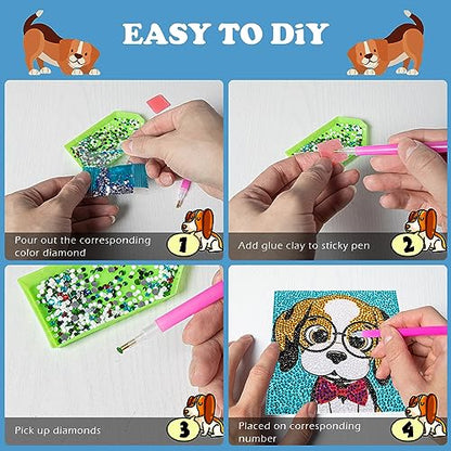 Labeol Diamond Art Kits for Kids Crafts for Girls Ages 6-8-10-12 Easy to DIY Creative Diamond Art Sticker Craft by Numbers Kits for Kids and Adult Beginners (4 Pack Classic) - style: 4 pack Classic