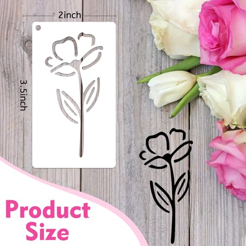 50 PCS Flower Stencils for Crafts Reusable Flower Stencils for Painting on Wood Rocks Canvas Fabric Glass Pottery 3.5 x 2 Inch - color: Flower