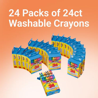 Cra-Z-Art Bulk Crayons, 24 Packs of 24 Count Washable Crayons, School Supplies, Classroom Supplies, Teacher Bulk Pack - size: 24 Count (Pack of 24)