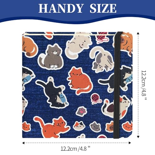 5x5 Pocket Sketch Book,80gsm Hardcover Art Sketchbook for Drawing Journal | Cloth Cover,80gsm Blank Paper,96Sheets,Lay-Flat,Portable Travel Creation Paint Diary Memo Planner,Dry MediaLine Ball Cat - color: Cloth Cover-4.8x4.8in-Line Ball Cat