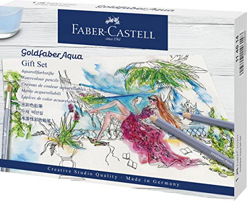 Faber-Castell Goldfaber Aqua Watercolor Gift Set - Watercolor Pencils for Adults, Includes Watercolor Paper and Accessories - size: 1 Count (Pack of 1)