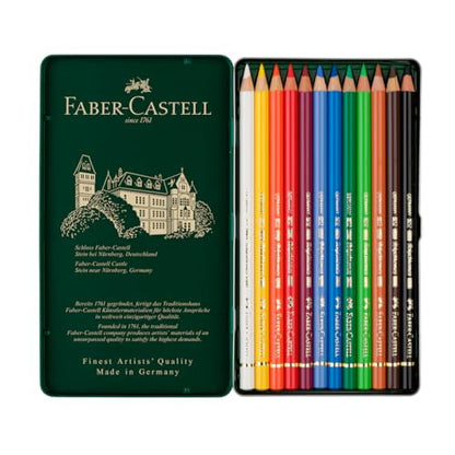 Faber-Castell Art & Graphic Polychromos Colour Pencil, Multicoloured, Tin Of 12, For Art, Craft, Drawing, Sketching, Home, School, University, Colouring - size: 12 Count (Pack of 1)
