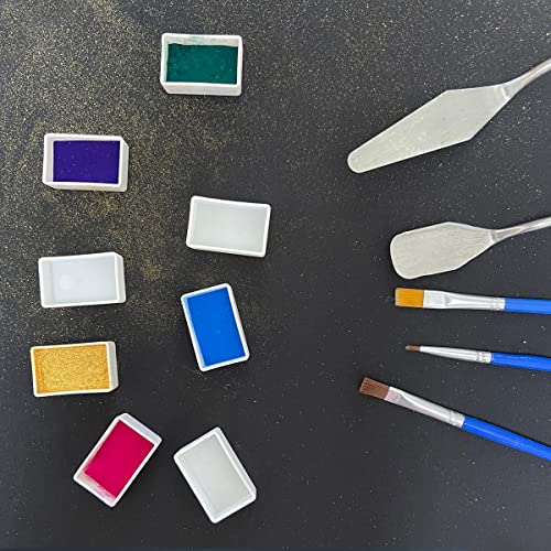 FCLUB Empty Watercolor Palette Paint Tin with 21Pcs Watercolor Full Pans | Medium Metal Watercolor Palette, Empty 3ML Full Pans, Folding Paint Tray with Lid, Paint Refills, Color Mixing, Art Painting - style: Tin Box with 21 Full Pans