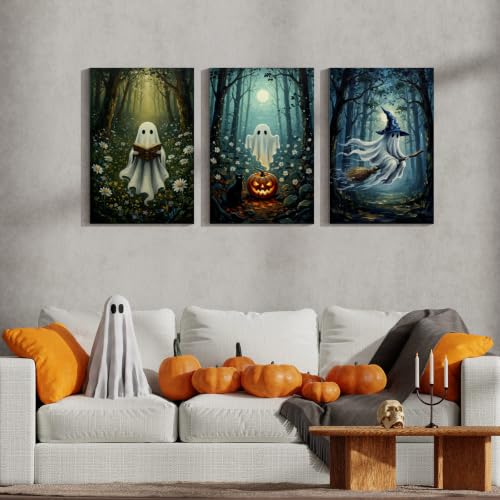 Honoson 6 Pcs Ghost DIY Paint by Number Kits for Adults | Framed Canvases with Easel, Ghost Decor, Acrylic Paints, Brushes for Beginner, Ideal for Haunted Wall Decor and Stress Relief - style: Ghost