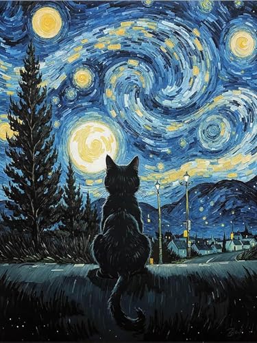 Black Cat Diamond Art Kits for Adults Cute Diamond Painting Kit Beginner | Bathroom Animal 5D Funny DIY Diamond Dots Full Drill Crafts for Gem Art Dot Art for Adults Home Wall Decor for Teens 12x16 in - color: DP03624, size: Round Drill