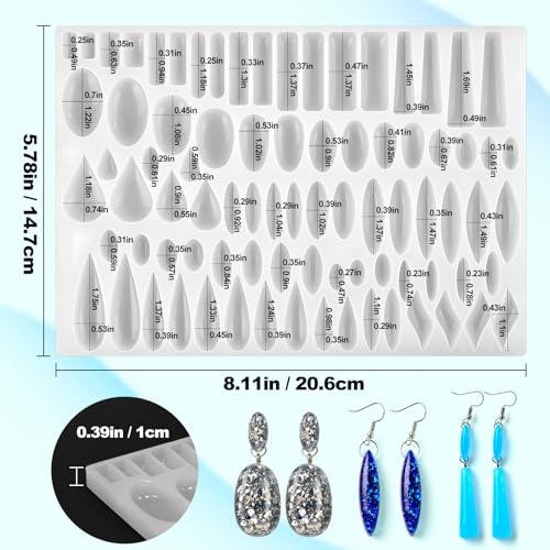 Resin Earring Molds, 41 Paired Shapes Stud Earring Silicone Molds | for Epoxy Resin Casting, Rectangle Oval Cabochon Teardrop Gem Pendant Mold for DIY Jewelry Necklace, Dangle Drop Keychain - color: 1PCS Tear Drop Shape Resin Jewelry Molds
