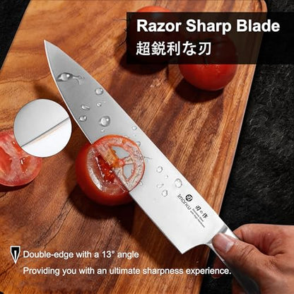 imarku 3 Pieces Knife set, Japanese HC Stainless Steel Kitchen Knife Set, Professional Chef Knife Set With Ergonomic Pakkawood Handle, Ultra Sharp Knives Set for Kitchen & Home Cooking, Best Gifts - color: Red-brown