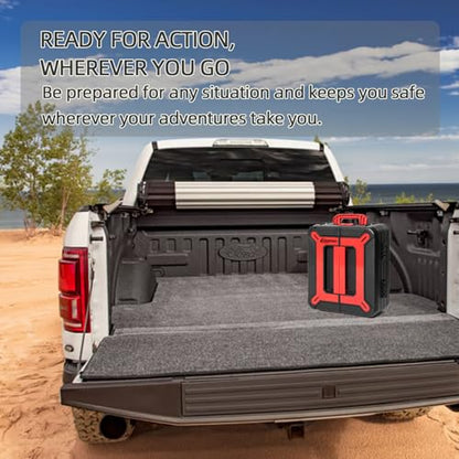Hard Case First Aid Kit 408 Pcs - Wall Mountable Trauma Kit for Car, Home, Office & Truck - Comprehensive Large First Aid Supplies with Color-Coded Labelled Compartments - color: Red & Black