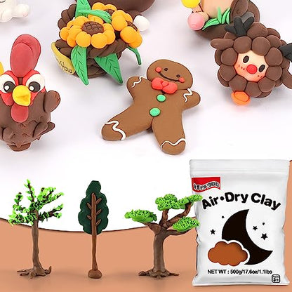 ifergoo 500g Brown Air Dry Clay, 1.1LBS DIY Creative Modeling Clay for Kids | Refill Foam Magic Clay for School Art & Craft Project, Slime Supplies, Ultra-light & Soft, Gift for Age 3-12 Boys & Girls - color: Brown/500g