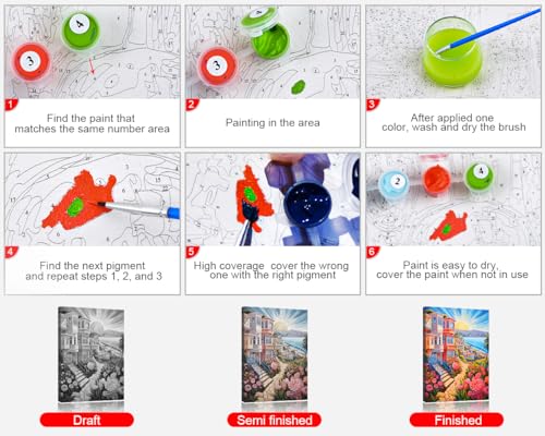 TUMOVO Adults' Acrylic Paint Number Kits - Sea View Landscape DIY Painting, 16 x 20 Inch - color: Landscape