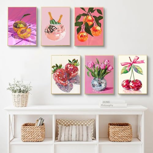 AIBOERL 6 Pack Diamond Art Kits for Adults,Disco Fruit Diamond Painting | Round Drill Disco Fruit Diamond Painting for Beginners DIY Rhinestone 5D Diamond dots(Gemstone Craft)Wall Art Gift 12x16IN - color: DP02109