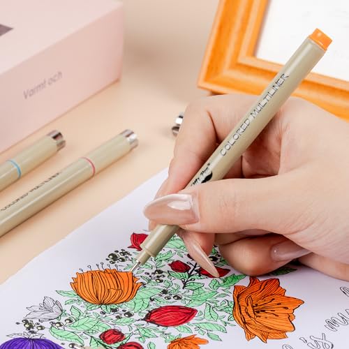 Mr. Pen- Drawing Pens for Artists, 18 Pack, Black Ink Multiliner | Colorful 0.3mm Artist Pens