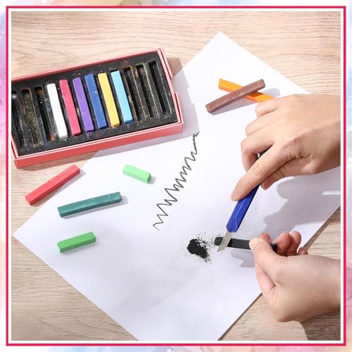 Watersay 192 Pcs Soft Pastels for Artists Color Pastels Set 12 Assorted Colors Square Chalk Sticks 2.36 Inches 16 Boxes Art Drawing Painting Supplies for Parties, Donations, 60 mm - color: 12 Assorted Colors, size: 60 mm