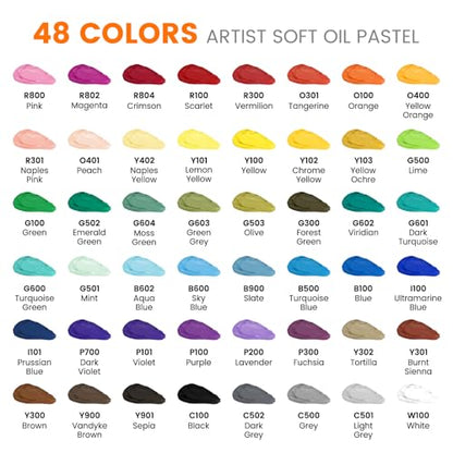 Artecho Extra Soft Oil Pastels 48 Colors Artist Grade - size: 1 Count (Pack of 48)
