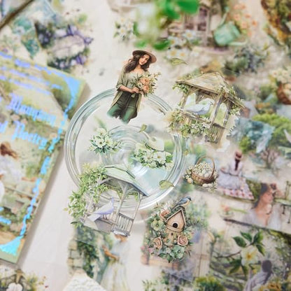 Uideyvi Spring Theme Sticker Scrapbooking Supplies for Junk Journal, 20 Sheets PET Stickers(TZ-001-008) - color: Spring theme