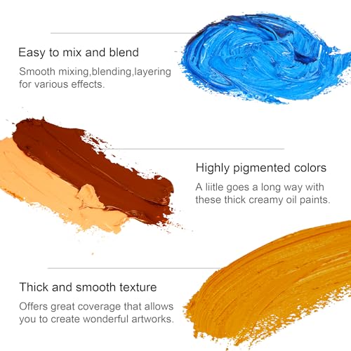 PHOENIX Oil Paint Set - 24x12ml/0.4 Fl Oz Tubes, Non-toxic Oil Based Paints for Canvas Crafts, Oil Painting Supplies for Artists, Adults & Beginners - color: 24 Colors x 0.4 fl oz
