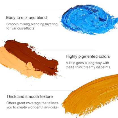 PHOENIX Oil Paint Set - 24x12ml/0.4 Fl Oz Tubes, Non-toxic Oil Based Paints for Canvas Crafts, Oil Painting Supplies for Artists, Adults & Beginners - color: 24 Colors x 0.4 fl oz