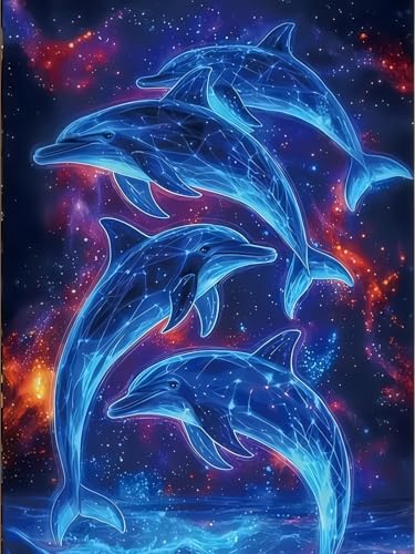 Dolphin 5D DIY Diamond Painting Kits for Adults Gem Art Kits | Diamond Art Kits for Beginners, Full Drill Dot Painting for Home Wall Decor11.8 x15.7 Inch - color: KM627-1