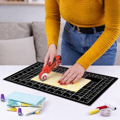 DIYSELF 9in×12in Self Healing Cutting Mat, A4 Quilting Craft Mat for Sewing - color: Black, size: 12"L x 9"W