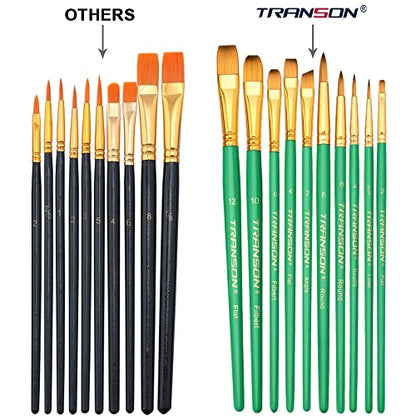 Transon 20pcs Artist Painting Brush Set for Acrylic Watercolor Gouache Hobby Craft Face Rock Painting Green - color: Green