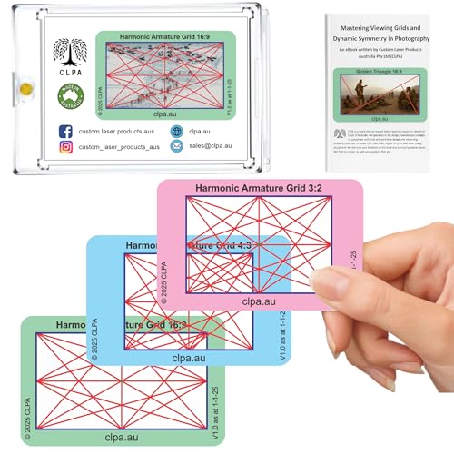 Harmonic Armature Directors Viewfinder Card | Australian Designed and Made; Artist Viewfinder for Drawing and Photography; 3:2, 4:3 and 16:9 - size: Harmonic Armature