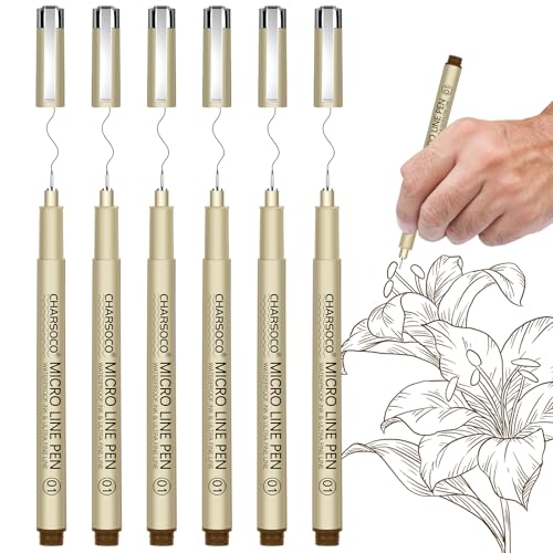 005 Micro Pen, Brown Fine Point Pen with Waterproof Archival Ink, 0.23mm Fineliner Ink Pens for Artist Illustration, Sketching, Anime, Manga, Technical Drawing and Scrapbooking - color: Brown