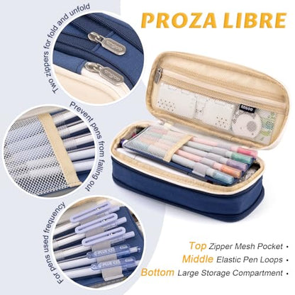 EASTHILL Big Capacity Pencil Pen Case Office College School Large Storage High Capacity Bag Pouch Holder Box Organizer Blue - color: Blue