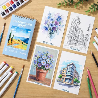35 Sheets Watercolor Paper Pad 5.5 x 8.5 in, 140 Lb Cold Press, Spiral - size: 5.5x8.5 Inch