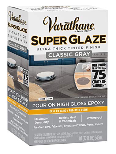 Varathane 363903 Super Glaze Pour-On High Gloss Epoxy, Quart, Classic Gray - color: Classic Gray