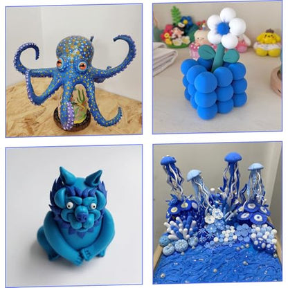 Air Dry Clay Lightweight, Flexible Modeling Clay for Adults Arts and Crafts | Professional & Moldable, Soft & No-Stick, Polymer Clay for Sculpting, Molding,Anime Figures,Making Costumes,DIY Projects - color: Blue