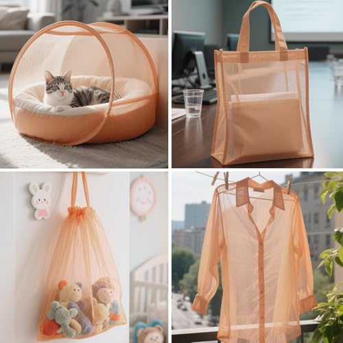 59" x 72"(2 Yards) Natural Mesh Fabric | Slightly Stretchy for Sewing Projects, Backpack Pocket and Straps, Netting Clothes and Shopping Bag - color: Natural