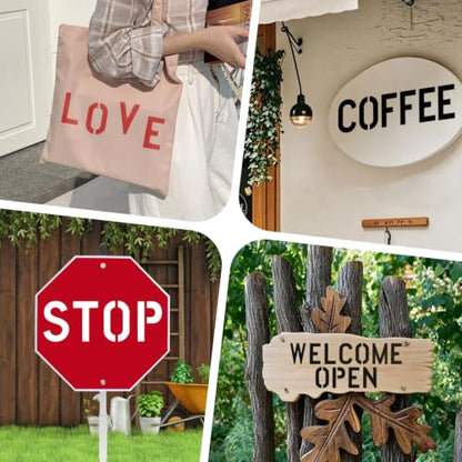 Alphabet Symbol Stencils Set, 80 Pcs Reusable Painting Stencils with Interlocking Letters, Suitable for Wall Art, Rock Painting, Fabric DIY, Party Banner and Custom Sign Making - size: 2IN