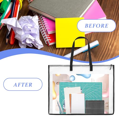 SynHHergyx Art Portfolio Bag, 23 x 35 Inch Portfolio Folder for Artwork Large Clear Mesh Storage Bags with Handle and Zipper for Posters, Bulletin Boards, Scrapbooks, Keepsake, Art Supplies - size: 23×35 Inch