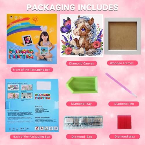 Arttoplus Horse Diamond Art Painting Kits for Kids with Frame 7x7 inch - color: CC1056-US