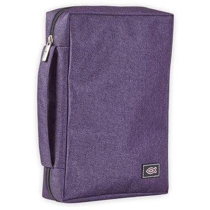 Christian Art Gifts Poly-Canvas Value Bible Cover for Men/Women's, Jesus Fish, Purple Canvas, Small - color: Purple/Jesus Fish, size: Small