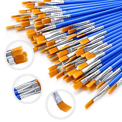 AROIC 180pcs Flat Paint Brushes Set, Small Brushes Bulk Nylon Hair - color: Blue, size: 180 Flat