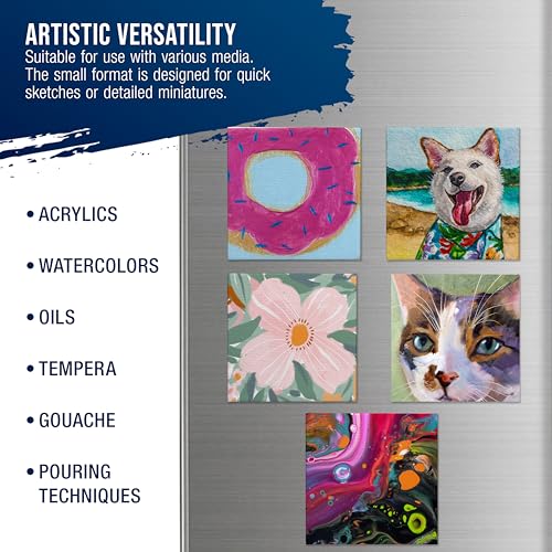 U.S. Art Supply Mini Magnetic Canvas Panels, 24 Pack, 4x4 Inch Square - size: 4" x 4"